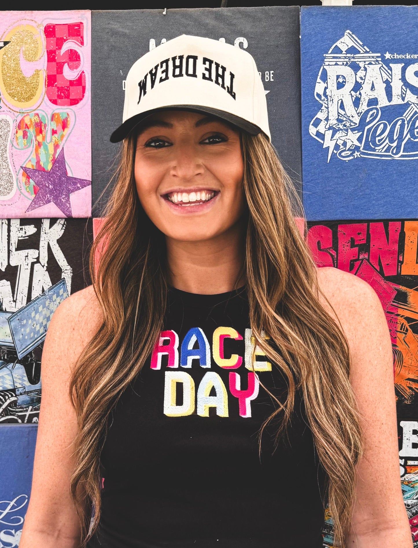 Race Day Crop Embroidered Tank