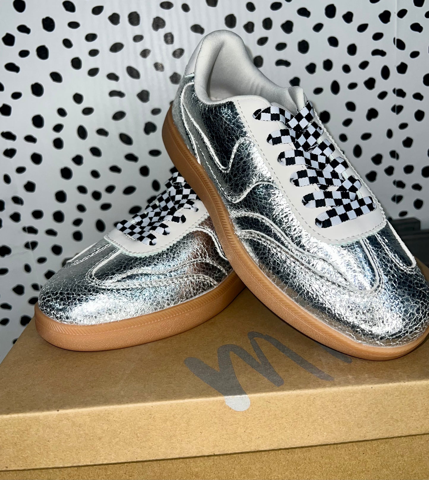 GAIL - Metallic Silver Shine Sneakers