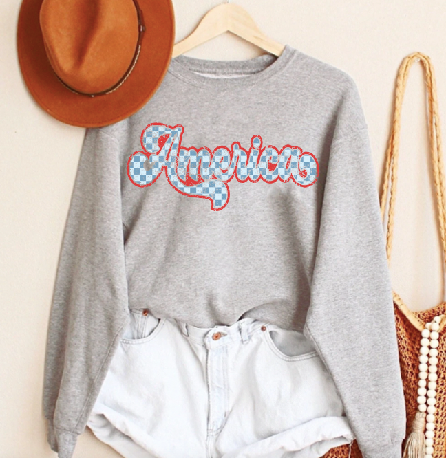 Vintage Checkered America Sweatshirt