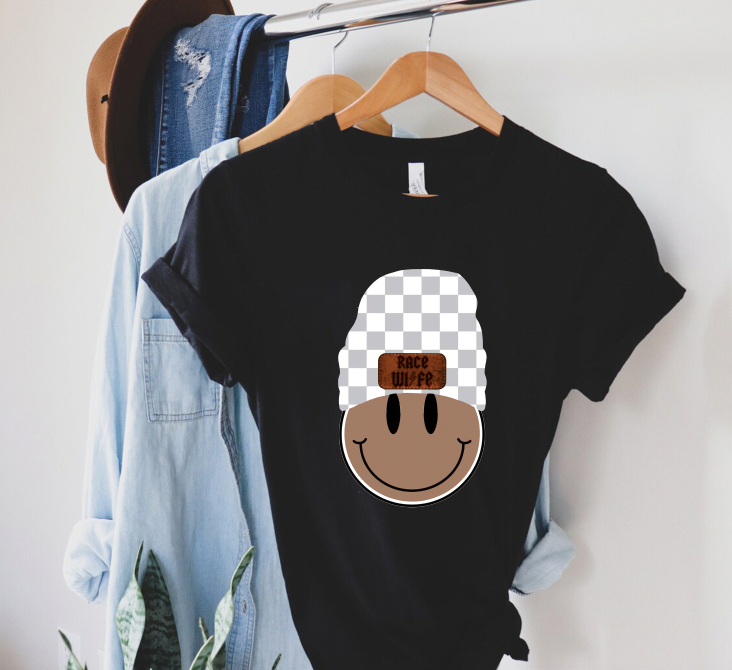 Race Wife Grey Smiley T-Shirt