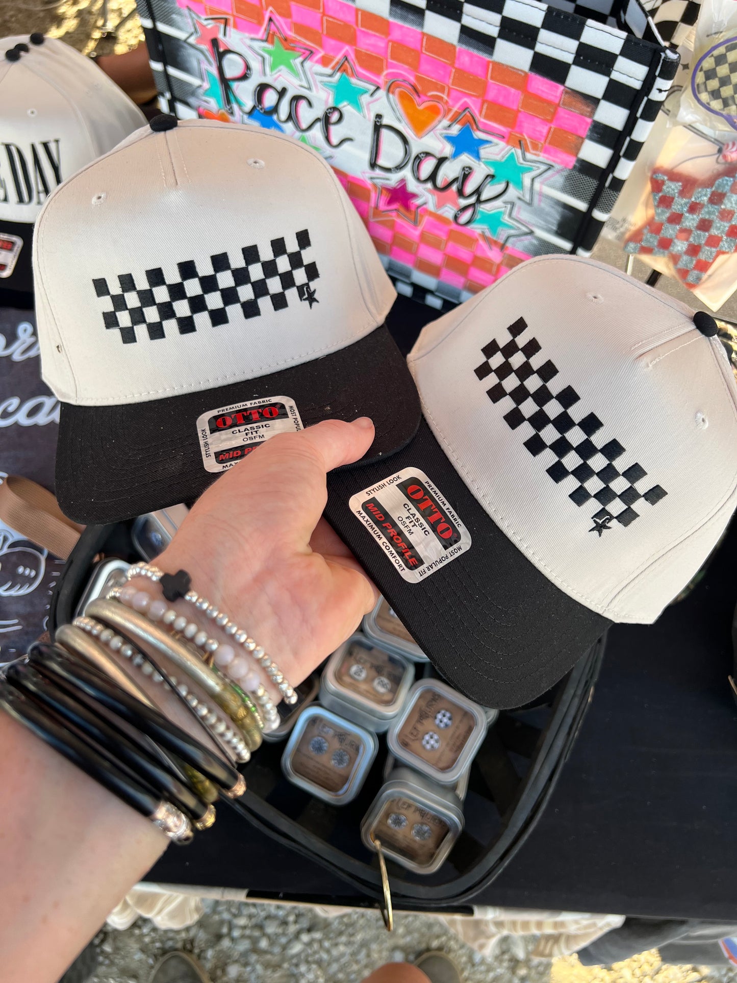 Embroidered Checkered Star Hat