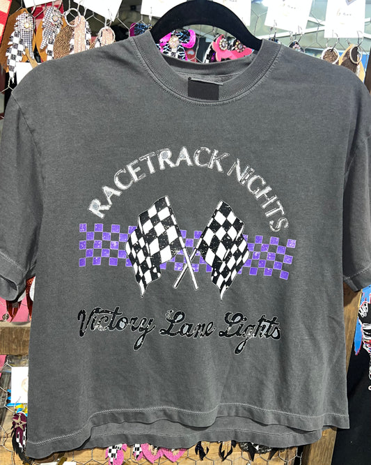Race Track Nights, Victory Lane Lights Cropped Tee