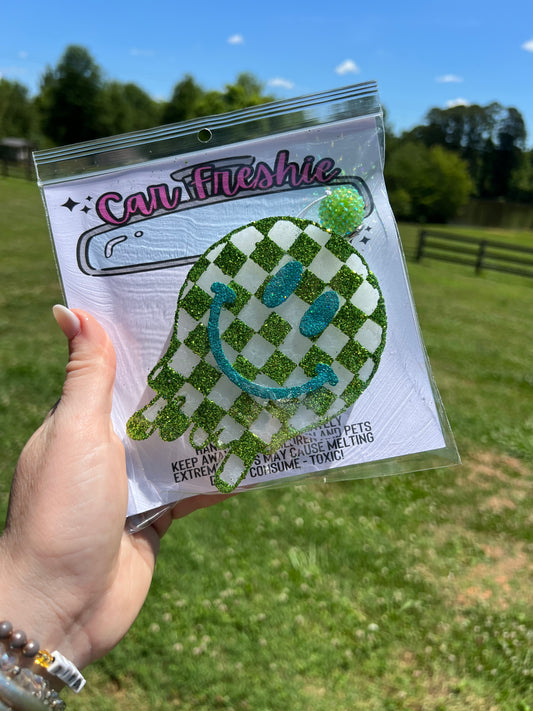 Checkered Drip Smiley Freshie