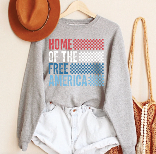 Home Of The Free Checkered Sweatshirt