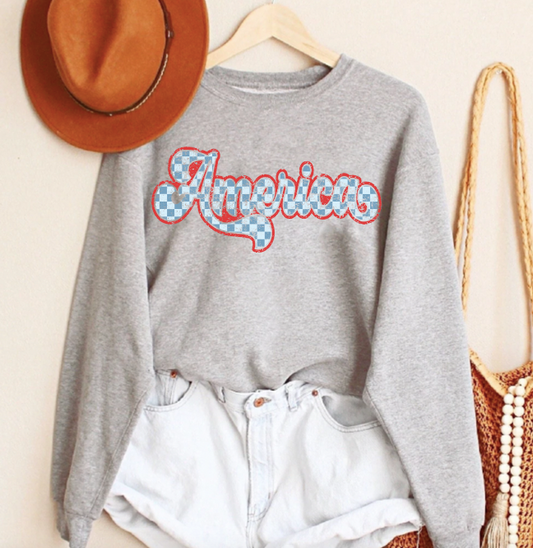 Vintage Checkered America Sweatshirt