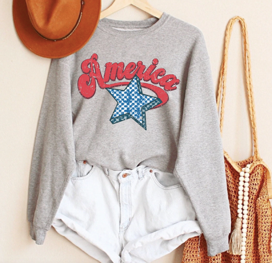 Checkered Star America Sweatshirt