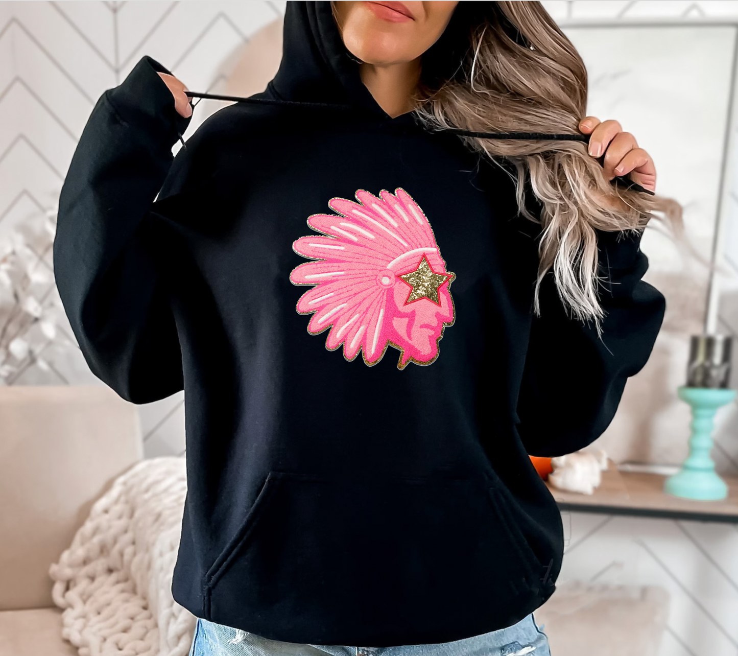 Indian Chenille Patch Heavy Blend Hoodie