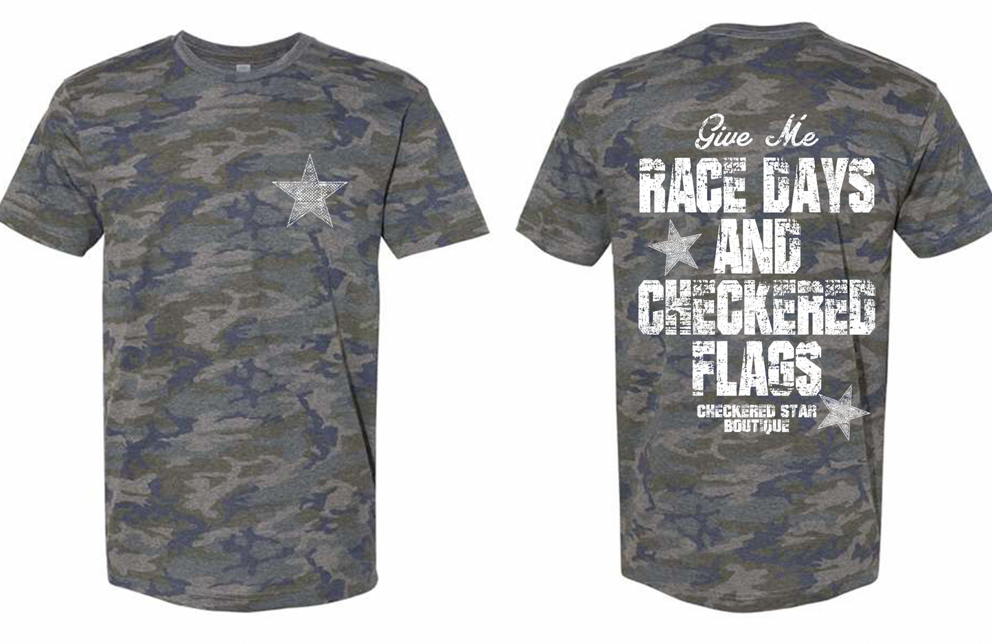 "Give Me Race Days & Checkered Flags" Camo T-Shirt
