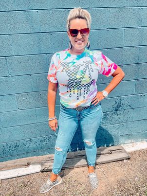 "LV" Inspired Drip neon T-shirt