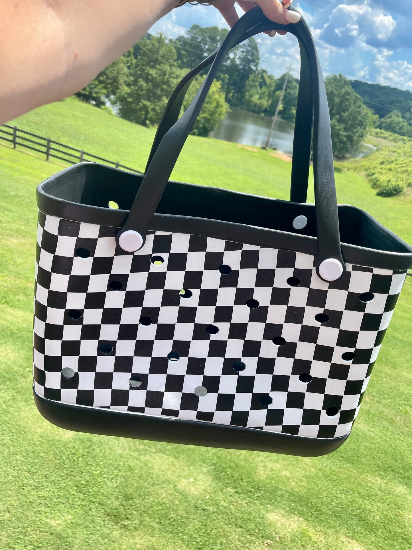 Checkered Rubber Tote *Preorder*