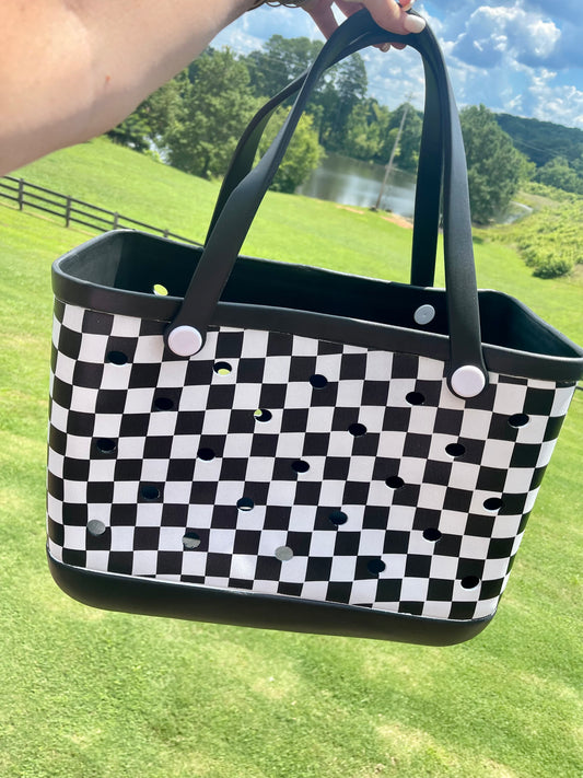 Checkered Rubber Tote *Preorder*
