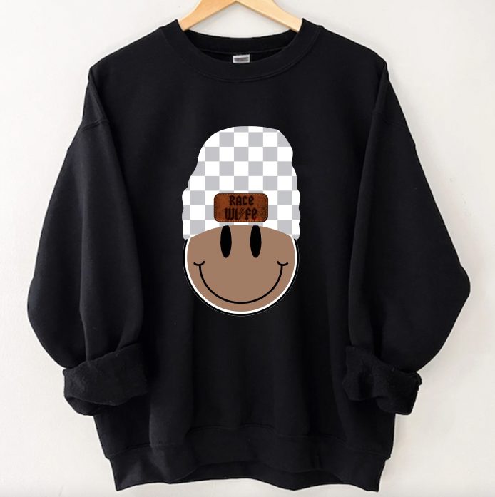 Race Wife Grey Smiley Sweatshirt