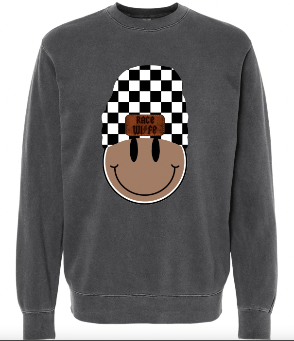 Race Wife Black Smiley Sweatshirt