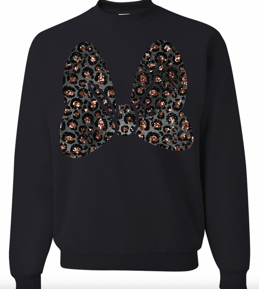 Rose Gold Leopard Minnie Bow Sweatshirt