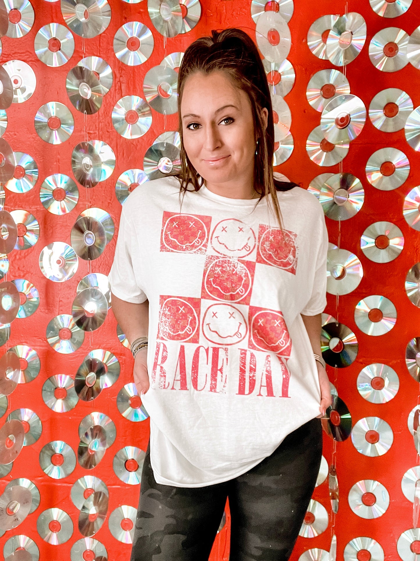 Race Day Smiley Band Tee